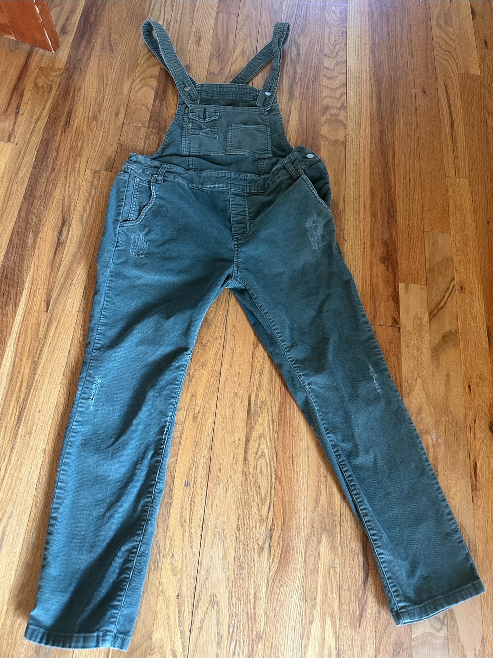 Free People Washed Dark Blue Denim Overalls